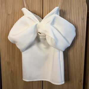 Blue Blush Strapless White Bow Dress